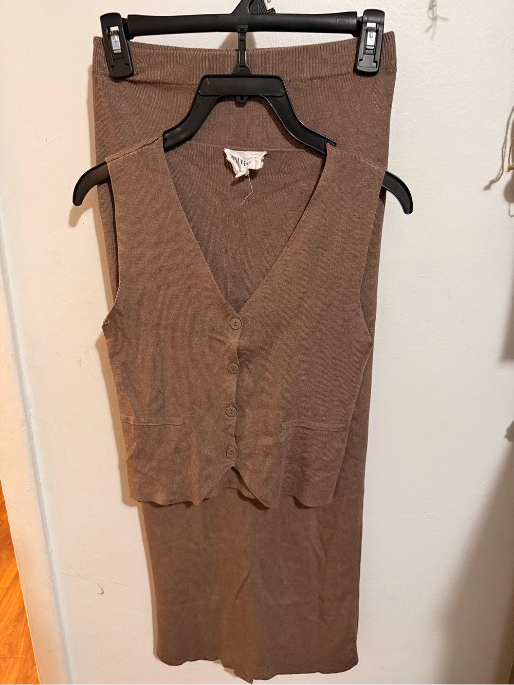 Olive & Oak Brown Knit Vest and Skirt Set
